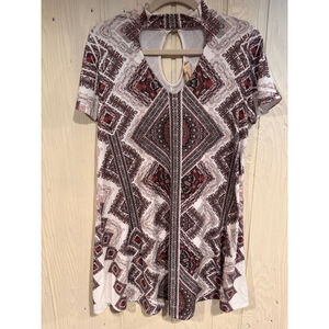 Blu Pepper White Brown Printed Mini Dress Size M